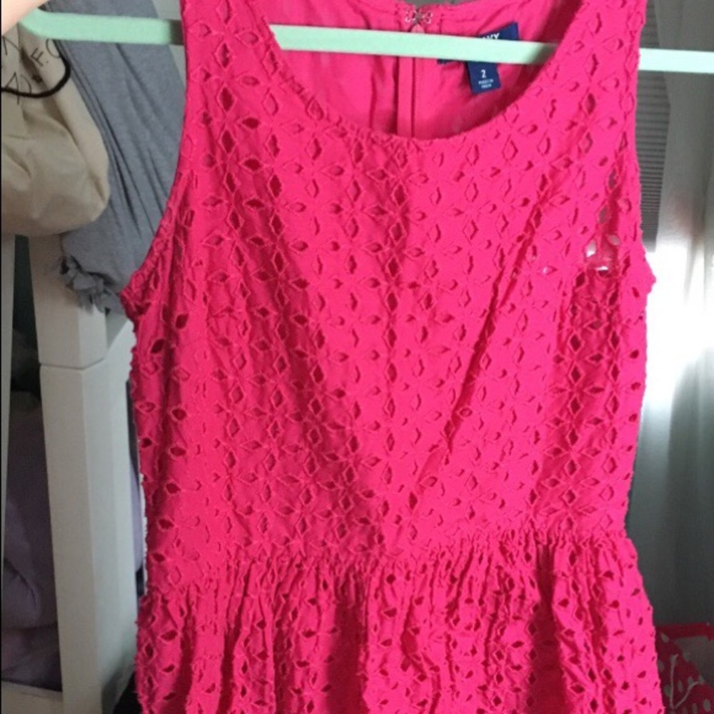 Knee Length Pink Eyelet Dress